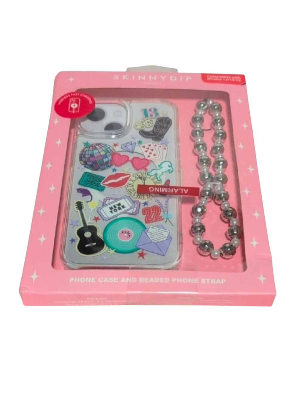 Skinnydip Taylor Swift Swiftie Clear Phone Case iPhone 13/14/15 &  Beaded Strap